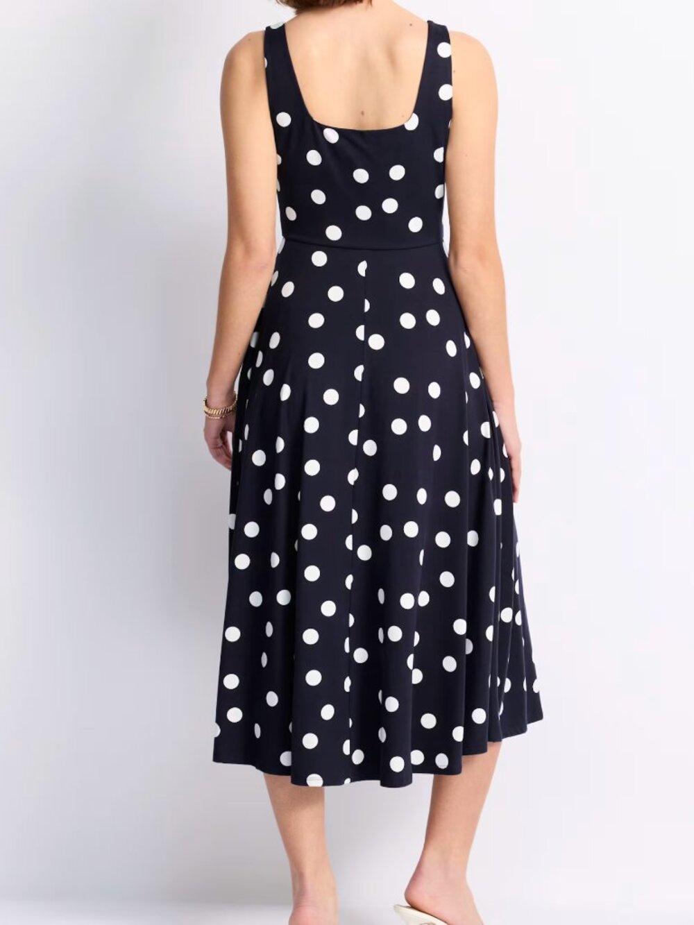 Nine Britton Marinca Square Neck Dress Navy/White Polka Dot Sz L Stitch Fix - Picture 3 of 4
